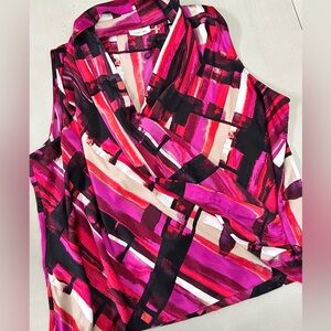 Calvin Klein Women's Multicolor Abstract Sleeveless Blouse